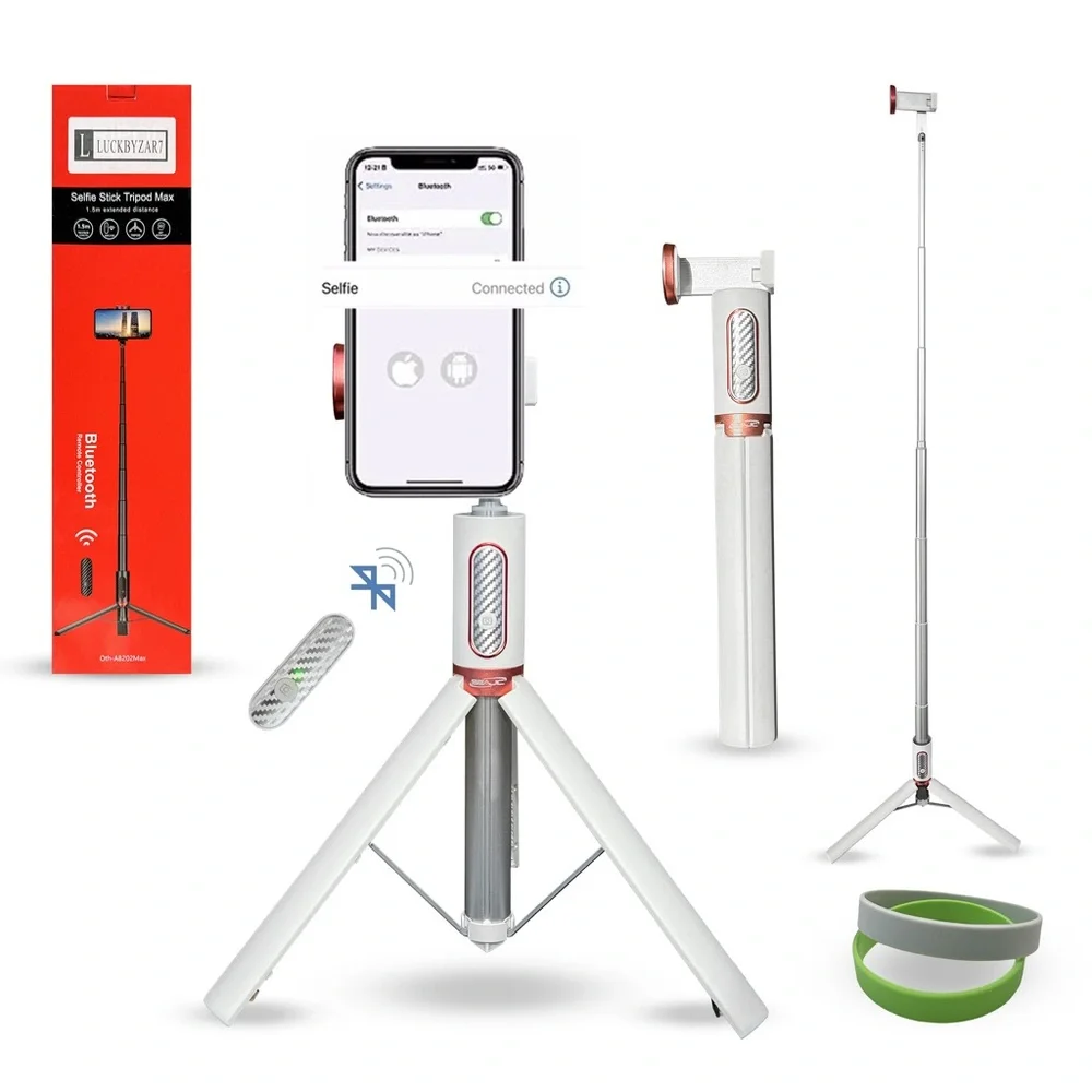 White collar selfie stick connected to Bluetooth brand new.